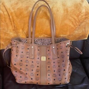 MCM 10.5x17 Cognac Visetos Tote Bag